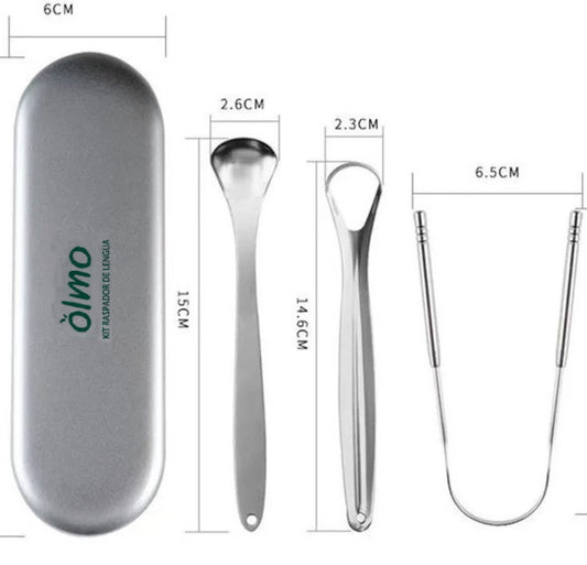 Raspador de Lengua - Set de Limpieza Acero Inoxidable