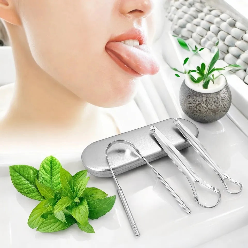 Raspador de Lengua - Set de Limpieza Acero Inoxidable